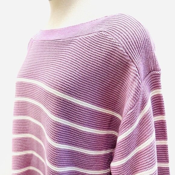 NWT CROFT & BARROW Women Long Sleeve Pullover Boat Neck Striped Knit Sweater 3X - Picture 5 of 14